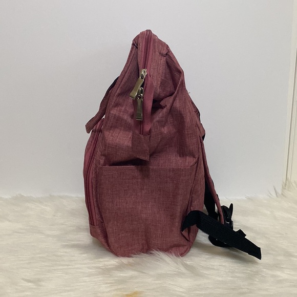 Baby Diaper Bag Maroon With Gray interior NWOT - Picture 6 of 11